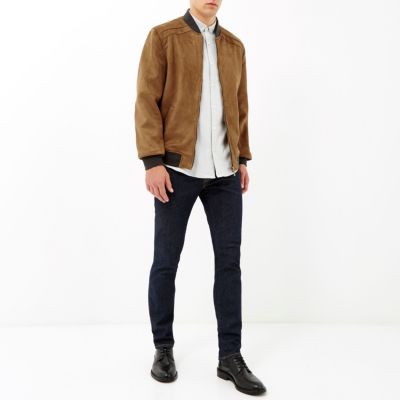 Brown faux suede jacket